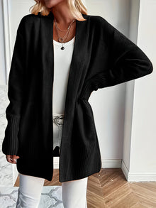Lässiger Strickwaren-Woll-Cardigan mit Tasche für Damen | Perfekt für den Alltagsgebrauch – Schwarz