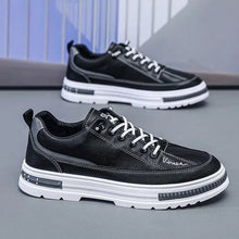 Herren Sneaker aus Kunstleder mit hoher Sohle - Bruno – Schwarz