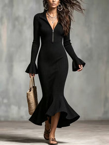Terona – Fishtail-Kleid Mit Betonter Taille – Schwarz
