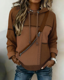 Soniya – Hoodie im Color-Block Schau mit Diagonalstreifen – Braun