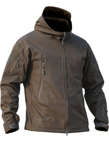 Taktische Fleece-Softshell-Kapuzenjacke Mit Reißverschlusstaschen Für Herren | Perfekt für Outdoor-Aktivitäten – Grau