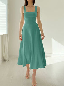 Mirelina™ – Damen Midikleid mit Breiten Trägern – Salbei