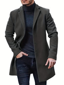 Warmer Knopf-Runter Mittellanger Trenchcoat Für Herren | Perfekt für den Alltagsgebrauch – Dunkelgrau
