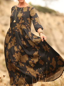 Griselda - Legeres Maxikleid mit Faltendetails – Braun