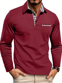 Van Laar – Poloshirt mit langen Ärmeln – Bordeauxrot