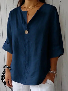 Jessa™ | Lässige V-Ausschnitt-Bluse – Navy Blue