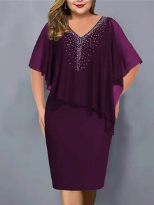 Amelie – Chiffon-kleid MIT V-ausschnitt Und Strassverzierung – Violett