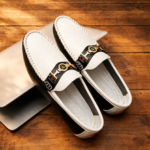 Stewart – Moderne Zweifarbige Leder Loafer – Weiß
