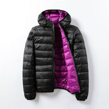 Leichte und thermische Pufferjacke Unisex - Nordika – Lila mit Schwarz