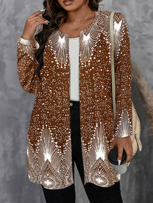 Joalyne - Lässige Strick Jacke Mit Polka Dot Und Streifenmuster – Braun