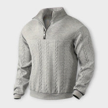 Rafael - eleganter Vintage Half-Zip Pullover – Hellgrau