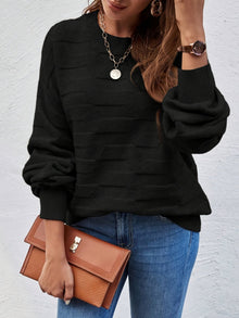 Annastina - Lässiger Langarm Pullover Mit Rundhalsausschnitt – Schwarz