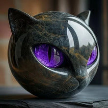NyxCharm – Skulptur Einer Mystischen Schwarzen Katze – Lila