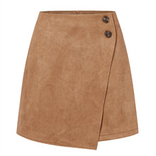 Damen asymmetrischer Rock aus Veloursleder – Camel
