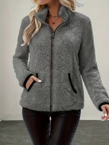 Galiena – Fuzzy-jacke MIT Langen Ärmeln Und Reißverschluss – Grau