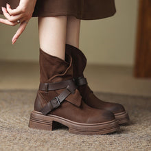Damenstiefeletten im Retro-Vintage-Stil - Elske – Braun
