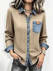 Leoora – Langarmhemd Mit Aufgesetzten Taschen – Khaki