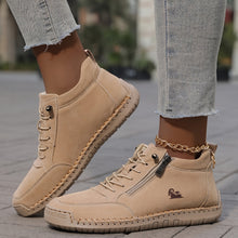 Bettina  | Damen Bequeme Schnürschuhe mit Reißverschluss – Khaki