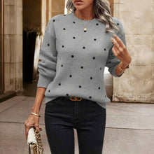 Gergana – Gestrickter Pullover Mit Polka-Punkte – Grau
