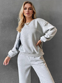 Baumwoll-Trainings- & Jogginganzug mit bequemem Retro-Touch für Damen | Perfekt für Outdoor-Aktivitäten – Hellgrau