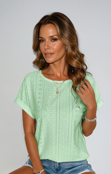 Riza™ | Lässiges Augelet-Top – Hellgrün