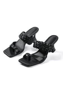 Elegante Sandaletten mit geflochtenem Riemen – Schwarz