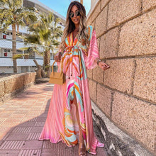 Kiana - Elegnat bedrucktes Beach Cover Up Kleid – Hellrosa