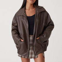 Kerstin | Damen Oversized Zip-Up Jacke im modernen Stil – Braun