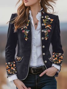 Anisaa – Elegante Jacke Mit Stehkragen – Schwarz