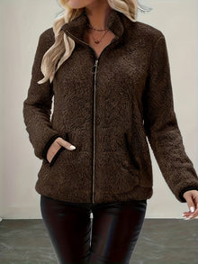 Galiena – Fuzzy-jacke MIT Langen Ärmeln Und Reißverschluss – Dunkelbraun
