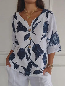Sanne™ | Bluse mit Blumen oder floral bedruckt – Weiß (Fast ausverkauft)