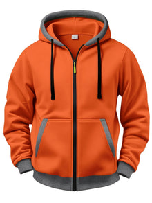 Mussoline - Lässiges Winter Kapuzen Hemd Mit langen Ärmeln Und Reißverschluss – Orange