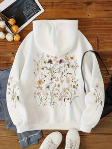 Eleganter Fleece-Pullover-Hoody mit Backprint und Kapuze für Women | Perfekt für Lässige Tage – Weiß