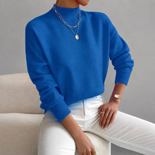 Roxana - Eleganter Damenpullover mit mittelhohem Kragen – Blau
