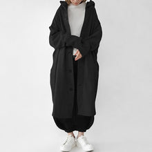 Jennica - Damen-Trenchcoat, lang und lässig geschnitten – Schwarz
