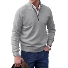 Gabriel - Komfortabler Herrenpullover mit Zipper – Hellgrau