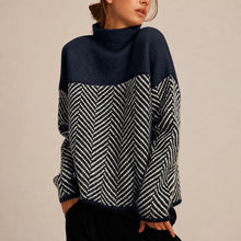 Yancy - Modischer, dicker Damenpullover – Marineblau