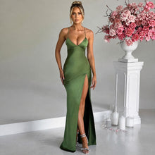 Seraphina - Elegantes langes Kleid mit hohem Schlitz – Smaragd