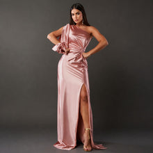 Fely - Schimmerndes One-Shoulder-Kleid – Rosa