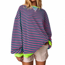 Judith - Bequemer gestreifter Damenpullover – Lila