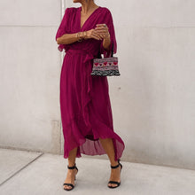 Loisa - Luftiges Kleid mit V-Ausschnitt – Fuchsia