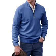 Gabriel - Komfortabler Herrenpullover mit Zipper – Blau
