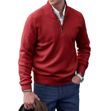Gabriel - Komfortabler Herrenpullover mit Zipper – Rot