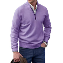Gabriel - Komfortabler Herrenpullover mit Zipper – Violett