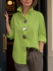 Marisen - stylische, lässige Bluse mit Knopfleiste – Grün