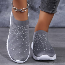 Elizaa – Bequemer Turnschuh Mit Strasssteinen – Grau