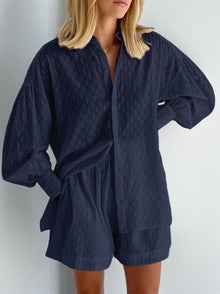 Mirelith | Elegantes Shirt-Shorts-Set – Blau