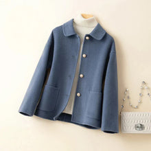 Nezaket – Eleganter Kaschmirmantel Mit Langen Ärmeln – Blau