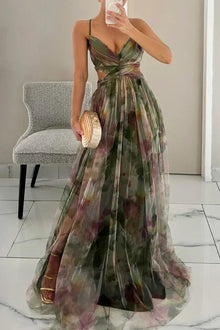 Alinna – Anmutig Fließendes Kleid – Dunkelgrün