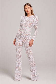 Spitzen-Jumpsuit | Elegant & Verführerisch | Figurbetonter Schnitt – Weiß